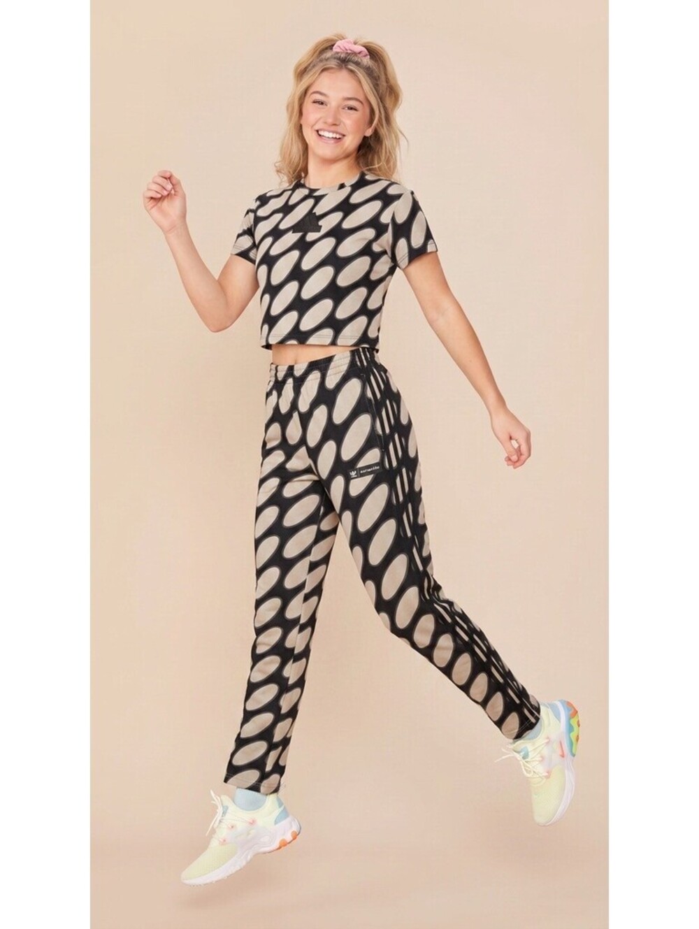 Adidas Originals Marimekko Black and Beige Patterned Crop Top